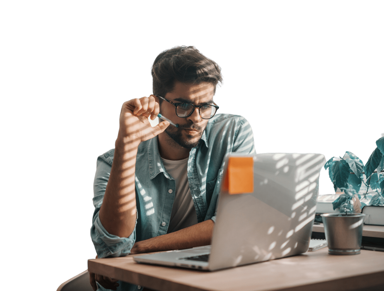 Man learning at work